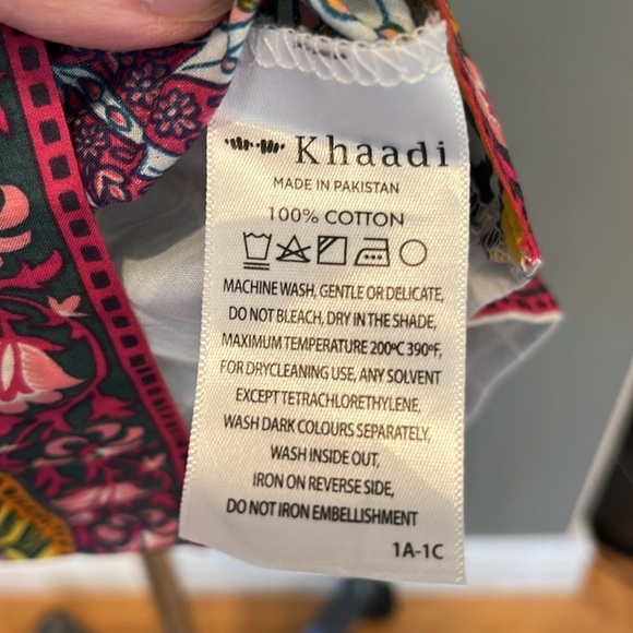 🇪🇸🥑Khaadi Embroidered Cotton Kurti | White Pink Paisley Floral Cambric Tunic | 6 - Picture 9 of 9